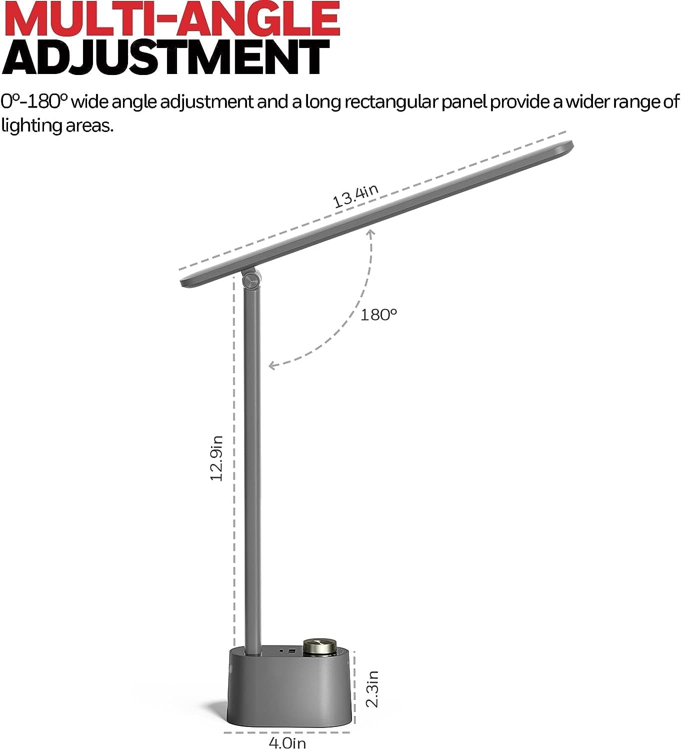 Upgraded LED Desk Lamp - H01 Pro Sunturalux™ Foldable Desk Light with USB A+C Charging Port, 3 Color Modes Dimmable Table Lamp for Home Office Reading(Grey)-4